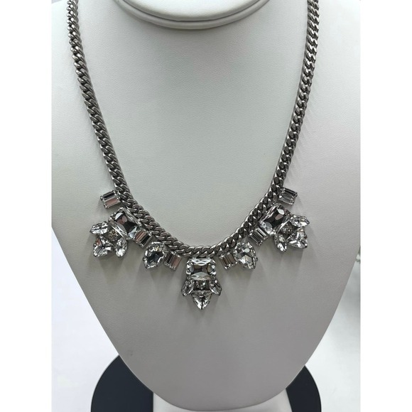 Juicy Couture Limited Edition Rhinestone Silver Tone Chain Statement Necklace - Picture 1 of 14